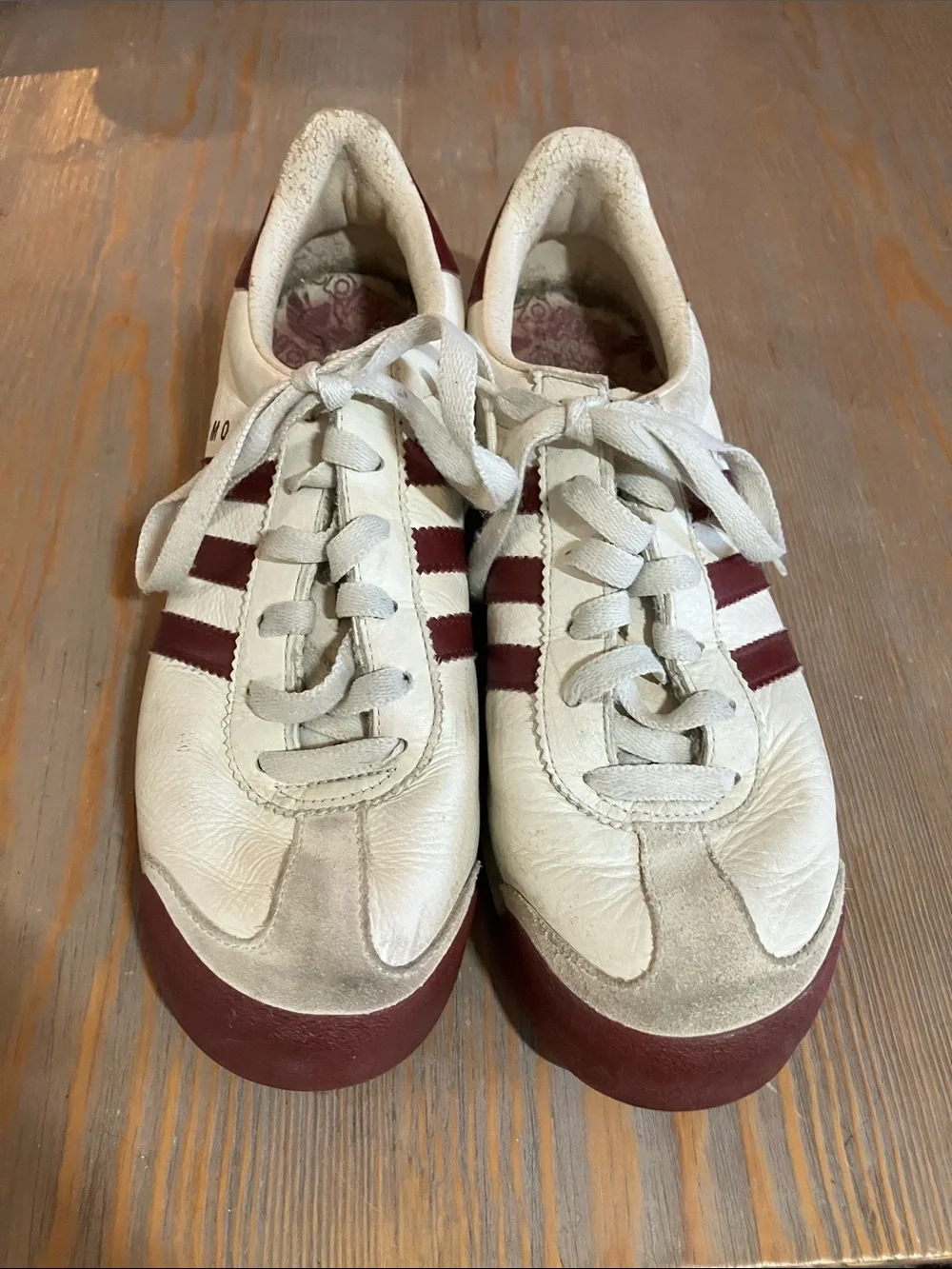 adidas Women's White and Burgundy Retro Sneaker